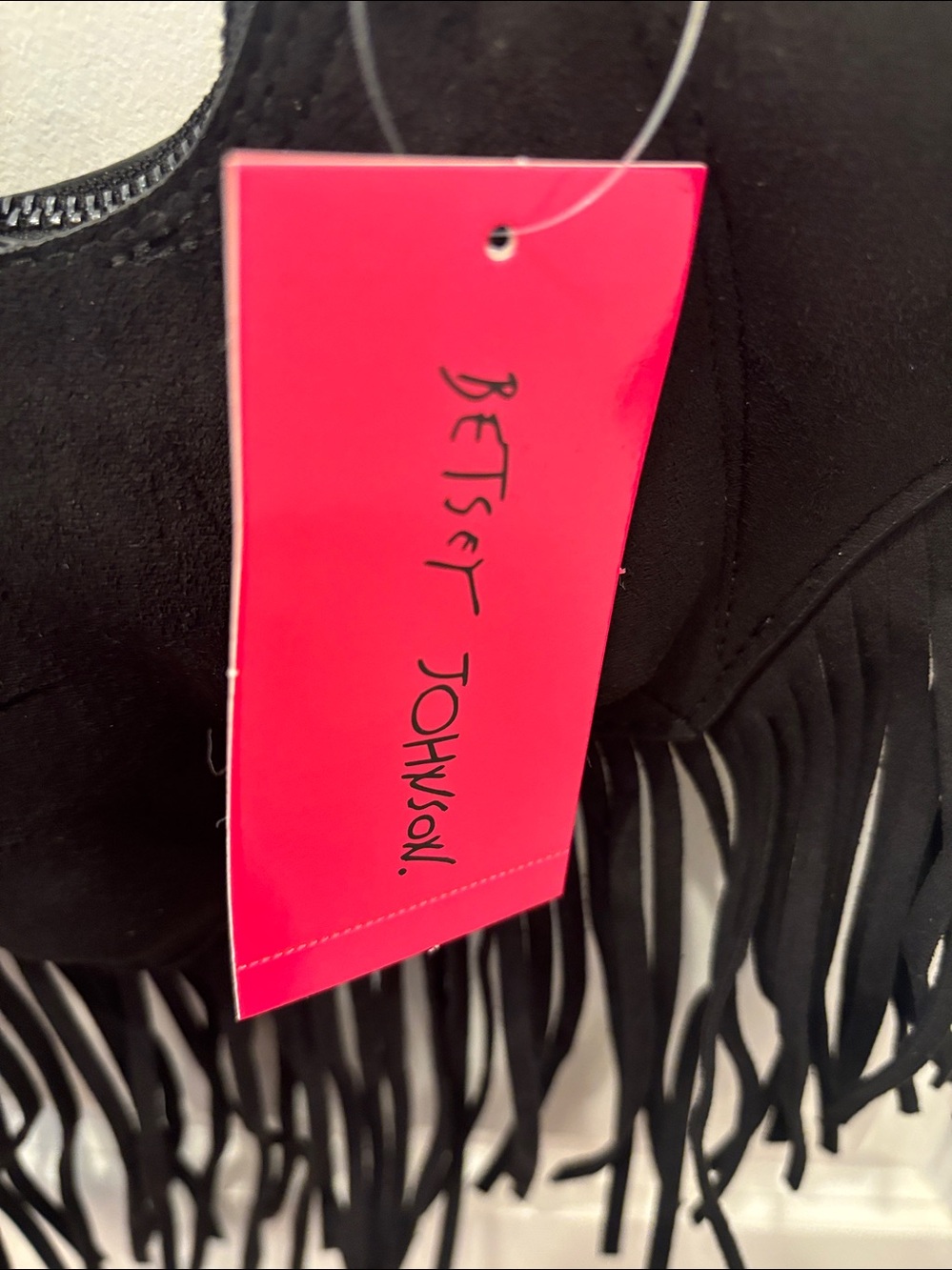 NWT Betsey Johnson Black Fringe Bat-Shaped Shoulder/Crossbody Bag - Picture 5 of 6